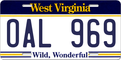 WV license plate OAL969