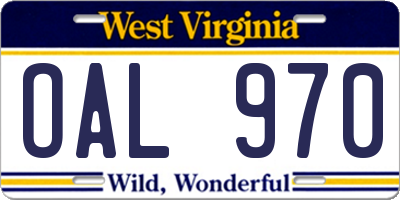 WV license plate OAL970