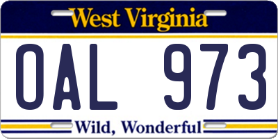 WV license plate OAL973