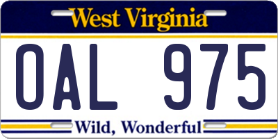 WV license plate OAL975