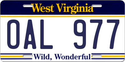 WV license plate OAL977