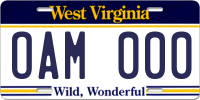 WV license plate OAM000