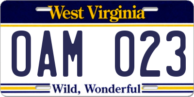WV license plate OAM023