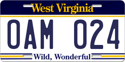 WV license plate OAM024