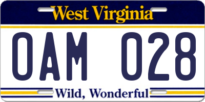 WV license plate OAM028