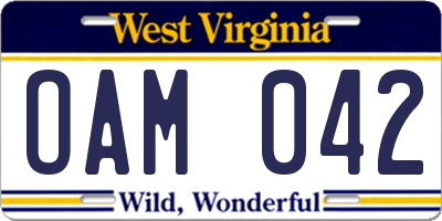 WV license plate OAM042