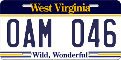 WV license plate OAM046