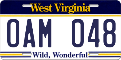 WV license plate OAM048