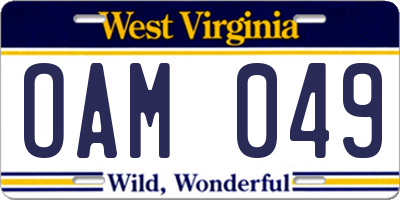 WV license plate OAM049
