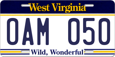 WV license plate OAM050