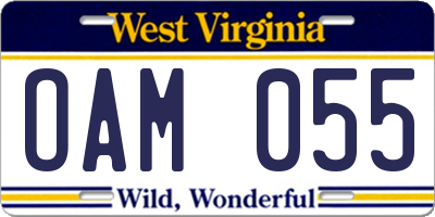 WV license plate OAM055
