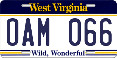 WV license plate OAM066