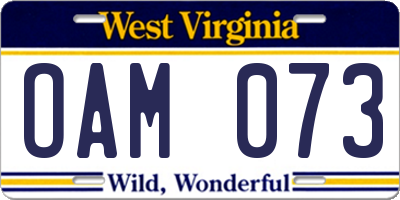 WV license plate OAM073