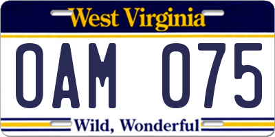 WV license plate OAM075