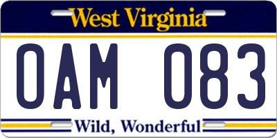 WV license plate OAM083