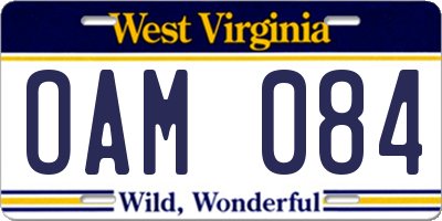 WV license plate OAM084