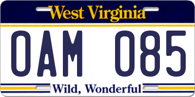 WV license plate OAM085