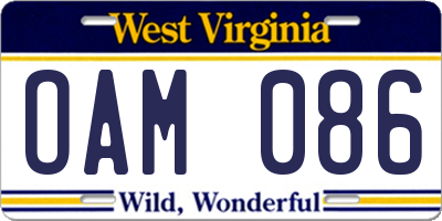 WV license plate OAM086