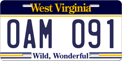 WV license plate OAM091