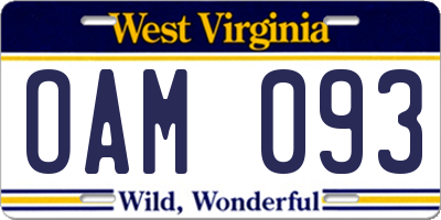 WV license plate OAM093