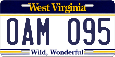 WV license plate OAM095
