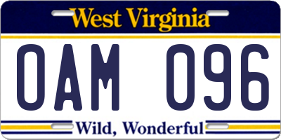 WV license plate OAM096