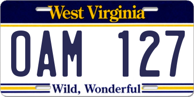 WV license plate OAM127