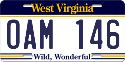 WV license plate OAM146