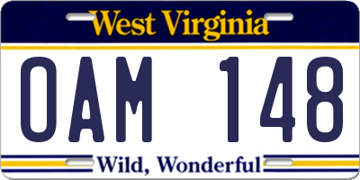 WV license plate OAM148