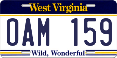 WV license plate OAM159