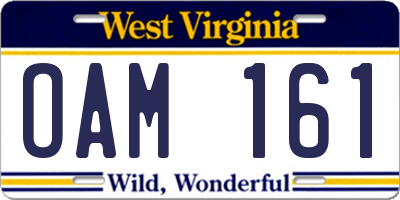 WV license plate OAM161