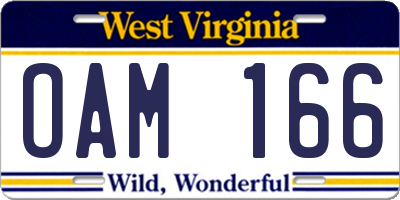 WV license plate OAM166