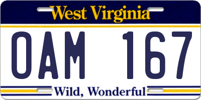 WV license plate OAM167