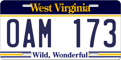 WV license plate OAM173