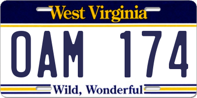 WV license plate OAM174