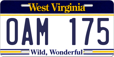 WV license plate OAM175