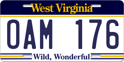 WV license plate OAM176