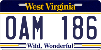WV license plate OAM186