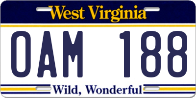 WV license plate OAM188