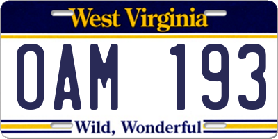 WV license plate OAM193