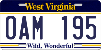WV license plate OAM195