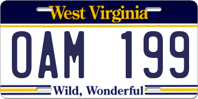 WV license plate OAM199