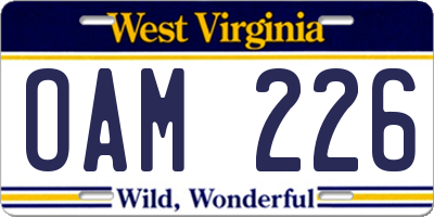 WV license plate OAM226