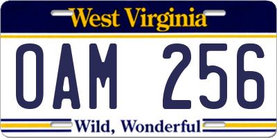 WV license plate OAM256