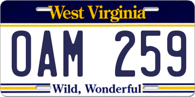 WV license plate OAM259