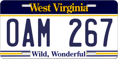 WV license plate OAM267