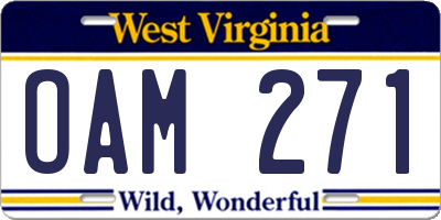 WV license plate OAM271
