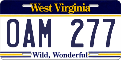WV license plate OAM277