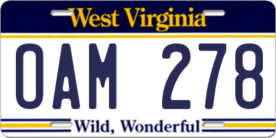 WV license plate OAM278