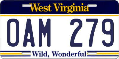 WV license plate OAM279
